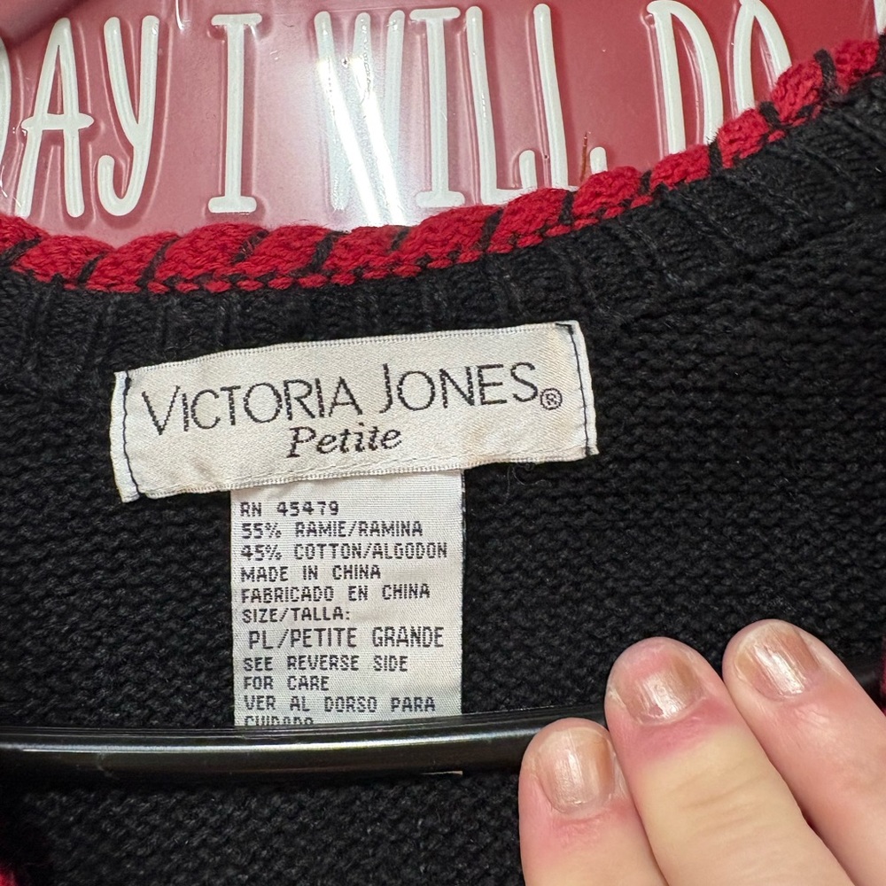 Victoria Jones Woman Black Cardigan with Festive Accents - Picture 7 of 9